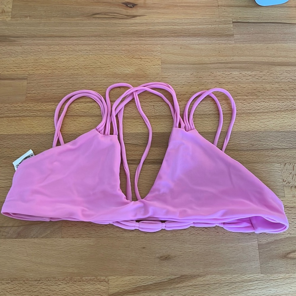 Pink moana bikini cross back top